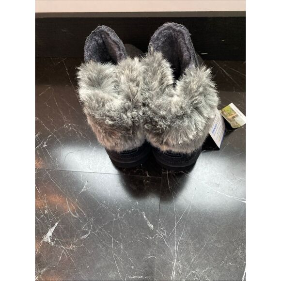 BEARPAW Women's Gray Wool Blend Faux Fur Cuff Winter Ankle Boots Size 9 - Picture 3 of 14